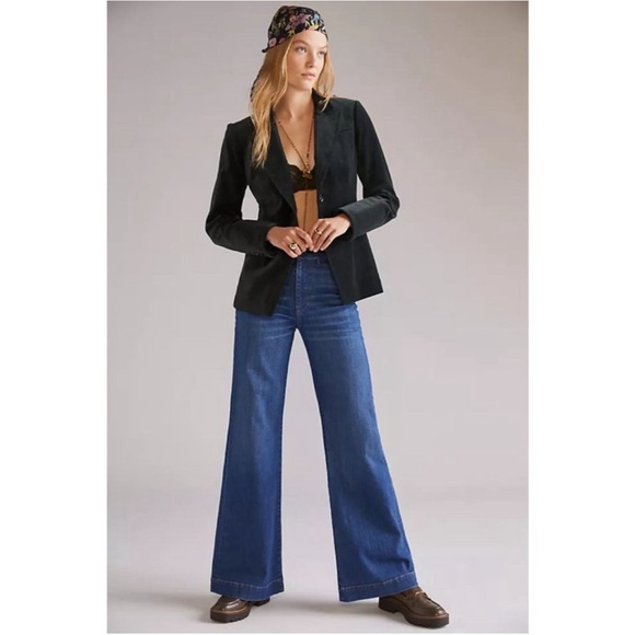 Anthropologie Paige Chelsea Velvet Blazer Sz L Dark Spruce Green NWT - Picture 3 of 16